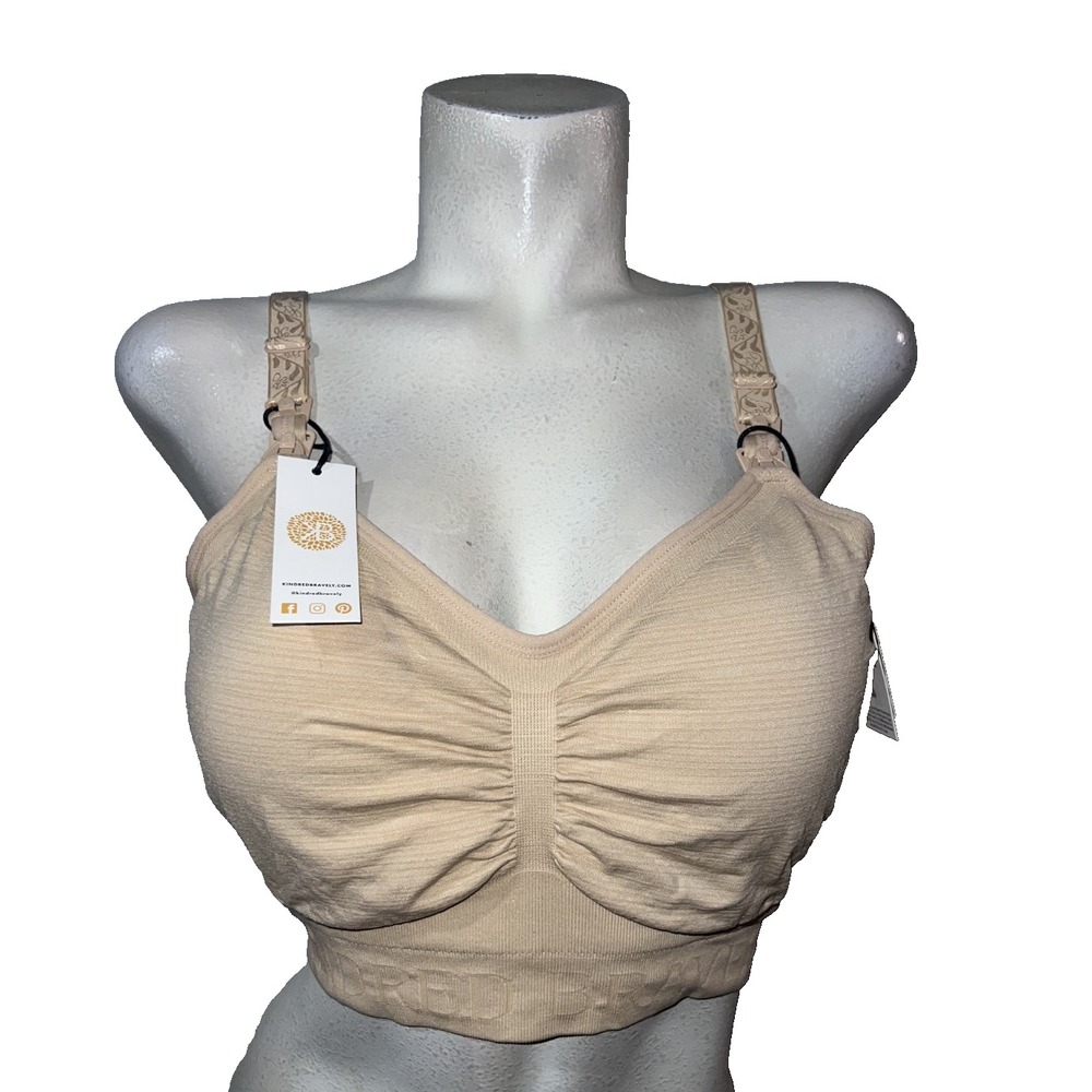 New Kindred Bravely Sublime Hands Free Pumping Nursing Bra Beige Size L Large